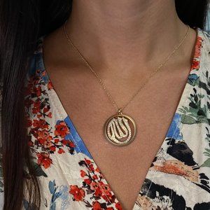 Luca Carati Diamond Arabic Symbol Pendant Necklace 18K Yellow Gold 0.95Cttw